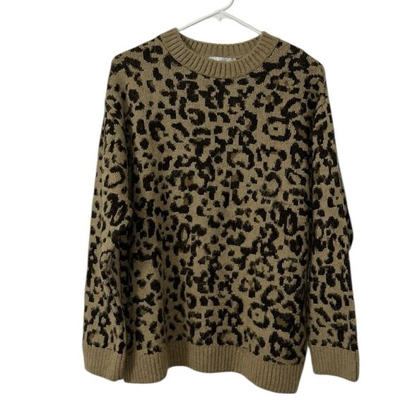 Mango Leopard Print Crew Neck Oversized Sweater(Size Small) - Picture 4 of 7